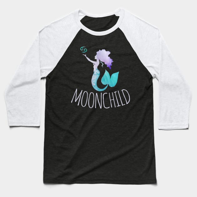 Moonchild cancer zodiac mermaid Baseball T-Shirt by bubbsnugg